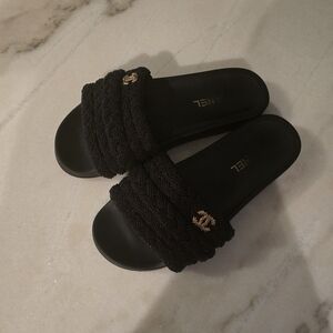 Chanel Black Slide Sandals